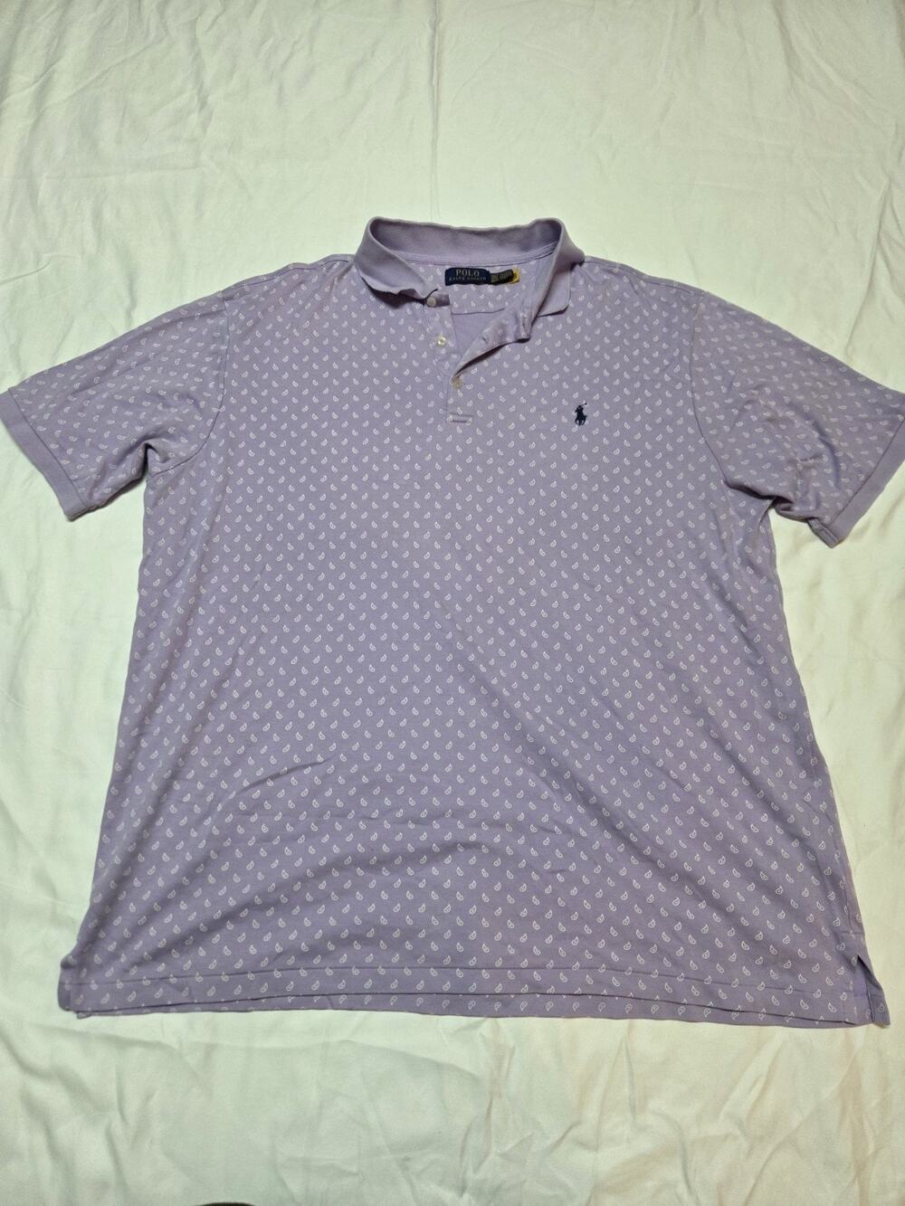polo ralph lauren t shirt men 2xlt Purple With White